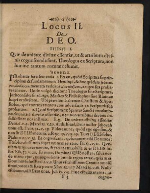 Locus II. De Deo.