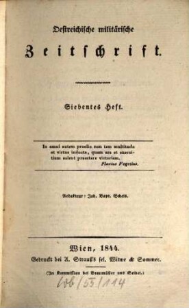 Oestreichische militärische Zeitschrift. 1844, 7/9