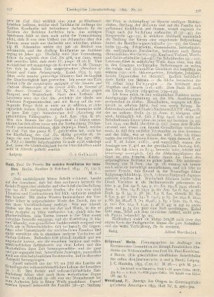 558-566 [Rezension] Koetschau, Paul (Hrsg.), Origenes Werke. I. Bd.: Die Schrift vom Martyrium. Buch I - IV gegen Celsus. II. Bd.: Buch V - VIII gegen Celsus. Die Schrift vom Gebet