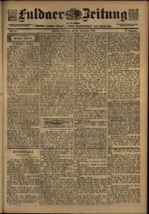 Erste Ausgabe vom Samstag, den 29. November 1902.