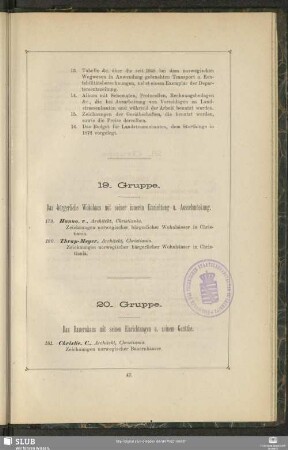 19. Gruppe. Das bürgerliche Wohnhaus mit seiner inneren Einrichtung u. Ausschmückung