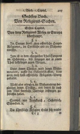 Sechstes Buch. Von Religions-Sachen