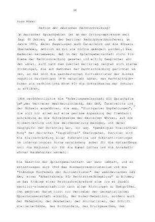 Reform der deutschen Rechtschreibung?