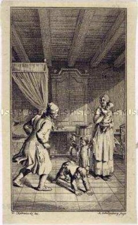 Freude über die Geburt eines Kindes - Illustration zum dritten Band von "Asmus omnia sua secum portans ..." von Matthias Claudius