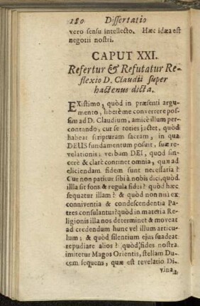 Caput XXI. Refertur & Refutatur Reflexio D. Claudii super hactenus dicta.