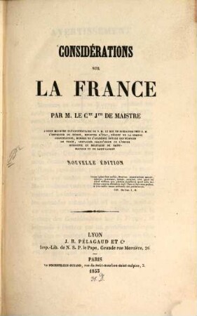 Considérations sur la France