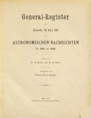 Astronomische Nachrichten : = Astronomical notes. [121, a]