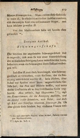 519-527, Zweyter Artikel. Schwangerschaft.