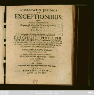Dissertatio Iuridica De Exceptionibus