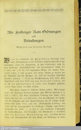 Alte Freiberger Rats-Ordnungen und Bestallungen