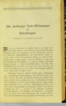 Alte Freiberger Rats-Ordnungen und Bestallungen