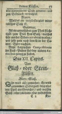 Das XII. Capitel. Von Glaß- oder Stein-Flüssen