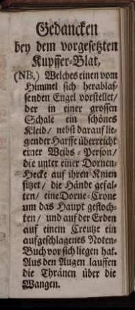 Gedancken bey dem vorgesetzten Kupffer-Blat,