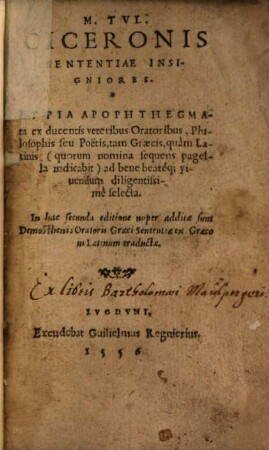 M. T. Ciceronis sententiae insigniores