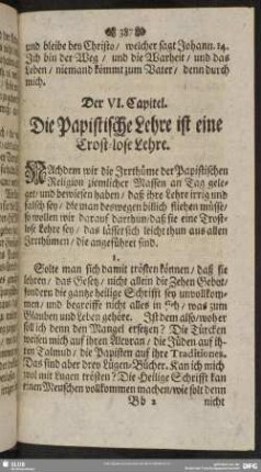 Der VI. Capitel. Die Papistische Lehre ist eine Trost-lose Lehre