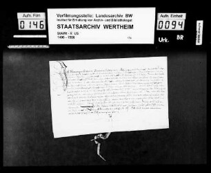 Walter von Knoblauch, Burgmann zu Oppenheim, bekennt, dass ihm Graf Wolfgang zu (Lewenstein) Löwenstein, Herr zu Scharfeneck, benannte Zehnten zu Wald Ilbesheim verliehen hat.