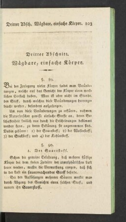 Dritter Abschnitt. Waegbare, einfache Koerper.