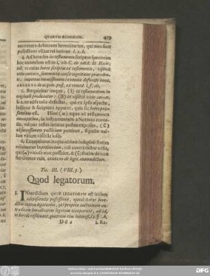 Tit. III. (VIII. 3.) Quod legatorum.