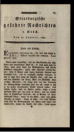 7. Stück, den 22. Jänner, 1783.