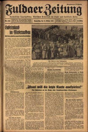 Ausgabe vom Donnerstag, den 13. Oktober 1938.