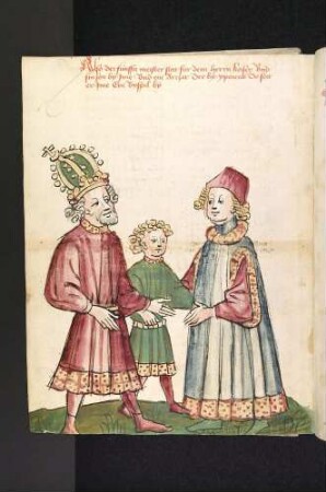 Meister Josephus erzählt Kaiser Pontianus und seinem Sohn Diocletianus die Geschichte des Hypokras (Medicus)