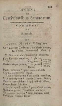 Hymni in Festivitatibus Sanctorum.