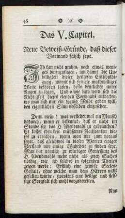 Das V. Capitel. Neue Beweiß-Gründe, daß dieser Vorwand falsch seye