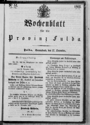 Nr. 52, Ausgabe vom 27. Dezember 1862