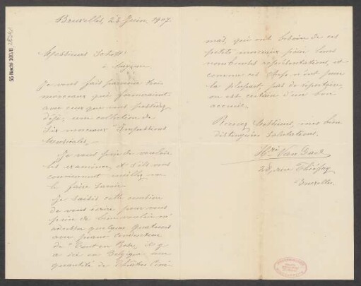 Brief an B. Schott's Söhne : 23.06.1907