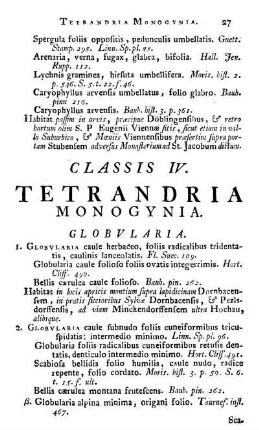 Classis IV. Tetrandria Monogynia