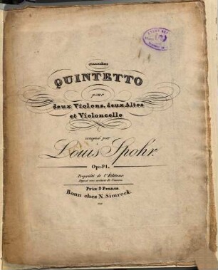 Quatrième quintetto pour deux violons, deux altos et violoncelle : op. 91
