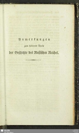 Anmerkungen zum siebenten Theile der Geschichte des Russischen Reiches