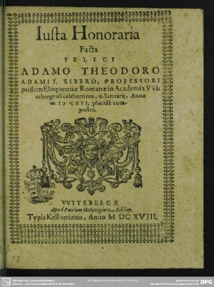 Iusta honoraria facta Adamo Theodoro Sibero