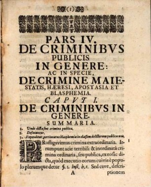 Tractatus Juridicus De Criminibus Publicis In Genere, Ac In Specie, De Crimine Maiestatis, Haeresi, Apostasia, Et Blasphemia