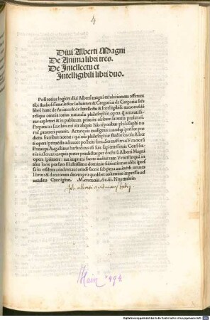 Diui Alberti Magni De Anima libri tres