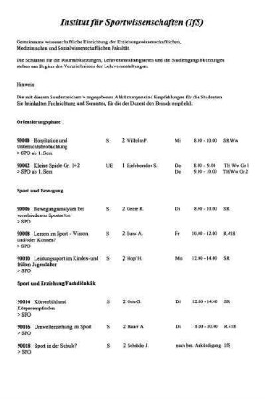 Institut für Sportwissenschaften (IfS)