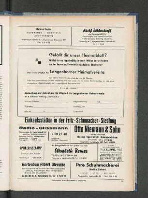 Anmeldung zur Aufnahme als Mitglied im Langenhorner Heimatverein