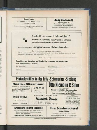 Anmeldung zur Aufnahme als Mitglied im Langenhorner Heimatverein