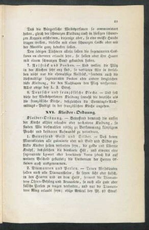 XVI. Kleider-Ordnung