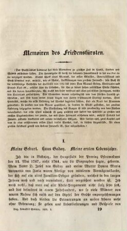 Memoiren des Friedensfürsten