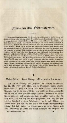 Memoiren des Friedensfürsten