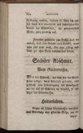 Sechster Abschnitt. Vom Gliederreissen.