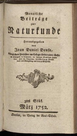 3: Monatliche Beiträge zur Naturkunde