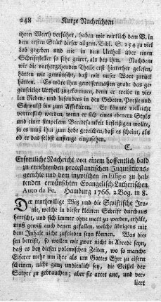 Erfreuliche Nachricht von einem hoffentlich bald zu errichtenden protestantischen Inquisitionsgerichte.