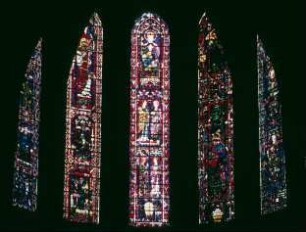 Chartres: Kathedrale, Glasfenster Hochchor, aufgenommen 5.9. 1957