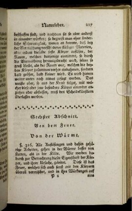 Sechster Abschnitt. Von dem Feuer.