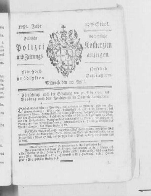 15tes Stück., Ausgabe vom 10. April 1782