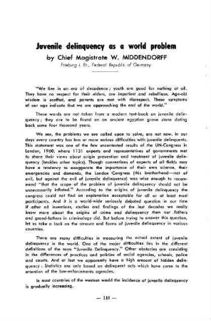 110-120, Juvenile delinquency as a world problem