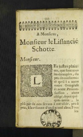 [Anfang der franz. Widmung]