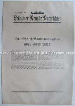 Sonderblatt der "Leipziger Neuesten Nachrichten" zum Kriegsverlauf an der Ostfront, in Nordafrika, im Mittelmeer und in England